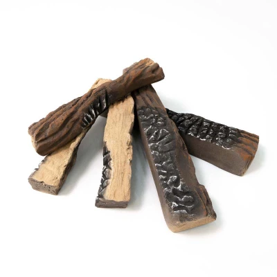 Bûches de bois en céramique pour la décoration. 5-pack 5 rondins de bois décoratifs en céramique dans un design réaliste pour une utilisation avec une cheminée à l'éthanol pour obteni
