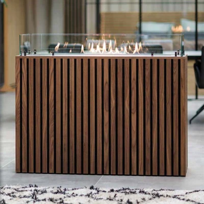 Foco Free 1000 - Cheminée au bioéthanol élégante à 4 côtés, avec des panneaux en verre trempé et des options de brûleur personna