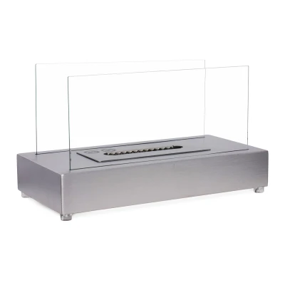 Cheminée de table Lambeth - Petite cheminée bioéthanol rectangulaire en acier Cheminée de table Lambeth - Petite cheminée rectangulaire en acier bioéthanol