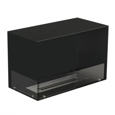 Foco Corner Left 800  - Insert de cheminée d'angle gauche Foco Corner Left 800 - Cheminée à bioéthanol moderne d'angle gauche avec design noir élégant et verre trempé.