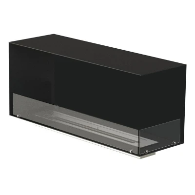 Foco Corner 1200 Right  - Insert de cheminée d'angle droite  Foco Corner Right 1200 - Cheminée à bioéthanol moderne d'angle droit avec un élégant cadre noir et du verre trempé.
