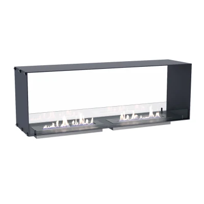 Foco Two 1500 - 150 cm Cheminée Bio encastrable double face Cheminée bioéthanol à encastrer tunnel double face Foco Two 1500 - 150 cm de large