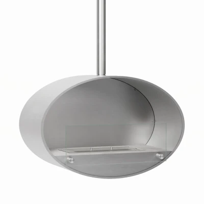 Halifax Acier 60 cm - Cheminée bioéthanol suspendue ovale Halifax Acier 60 cm - Cheminée bioéthanol suspendue ovale