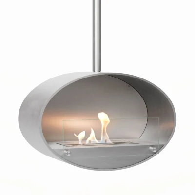 Halifax Acier 60 cm - Cheminée bioéthanol suspendue ovale Halifax Acier 60 cm - Cheminée bioéthanol suspendue ovale