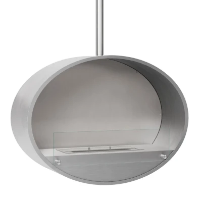 Halifax Acier 80 cm - Cheminée bioéthanol suspendue ovale Halifax Acier 80 cm - Cheminée bioéthanol suspendue ovale