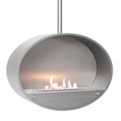 Halifax Acier 80 cm - Cheminée bioéthanol suspendue ovale Halifax Acier 80 cm - Cheminée bioéthanol suspendue ovale
