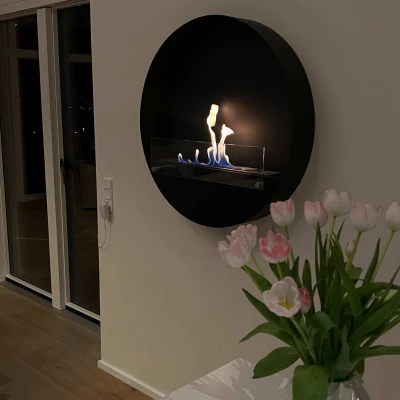 Cheminée murale au design rond unique | Bio-Cheminée Delaware XL - Ø80