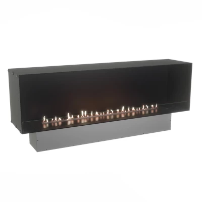 Foco One 1800 - Cheminée bioéthanol encastrée de 180 cm de large avec verre trempé.