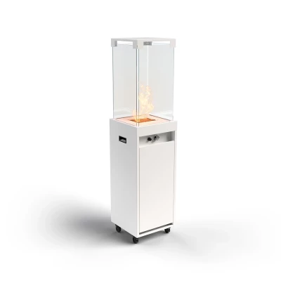 Planika Faro - Chauffage de terrasse au gaz en blanc trafic Cheminée d'extérieur Faro de couleur Blanc Trafic